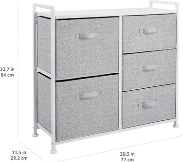 Amazon Basics - Closet Storage Organizer with 5 Fabric Drawers, White