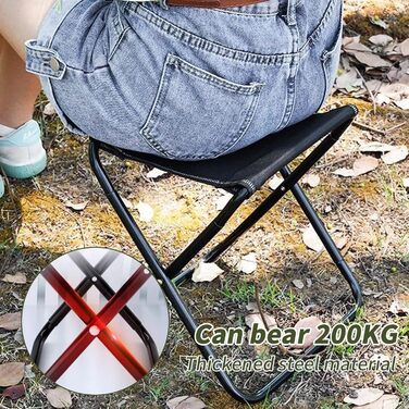 Зручний складаний туристичний пуф з сумкою для зберігання, 30 см (Чорний)