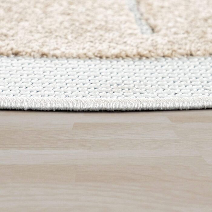 Paco Home Kids Rug Children's Room Outdoor Rug Round Play Rug Modern 3D Effect, Size: Ø 120 cm Round, Color: Beige