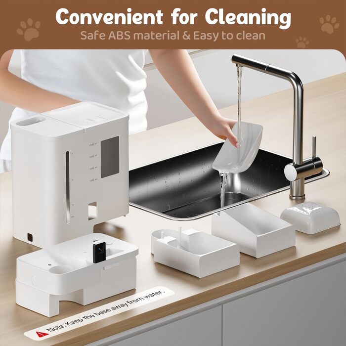 Автомат для годування котів з камерою, 5G/WiFi, 2K HD відео та нічне бачення, диспенсер для великої кількості їжі та зерна, керування через додаток, контейнер для зберігання корму (для собак та котів)