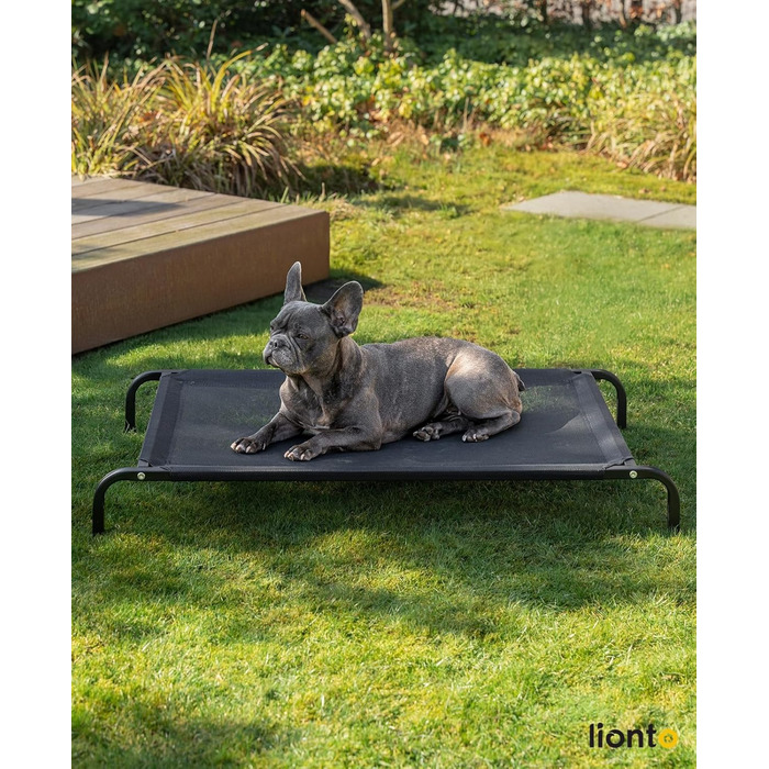 Textilene fabric dog bed, (L) 100 x 76 cm, (L 106 x W 62 x H 15 cm, Black)