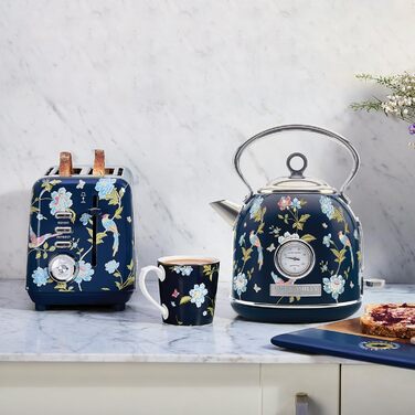 Laura Ashley Elveden Stainless Steel Cordless Electric Kettle - 1.7L, 2.2kW, with Temperature Display & Overheat Protection