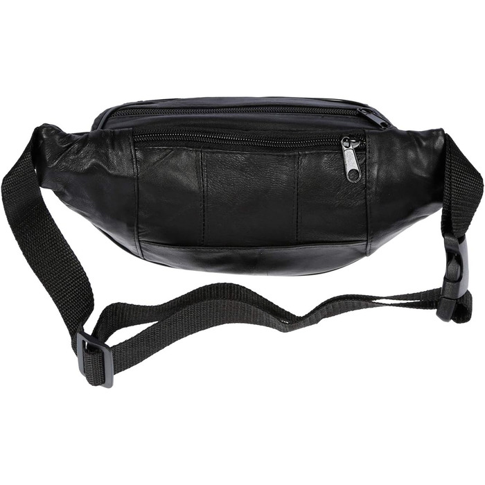 Чоловіча поясна сумка Christian Wippermann з натуральної шкіри - преміум якість, 24x12x6-8 см, 3 відділення на блискавці, регульований ремінь, RFID захист (Чорний)