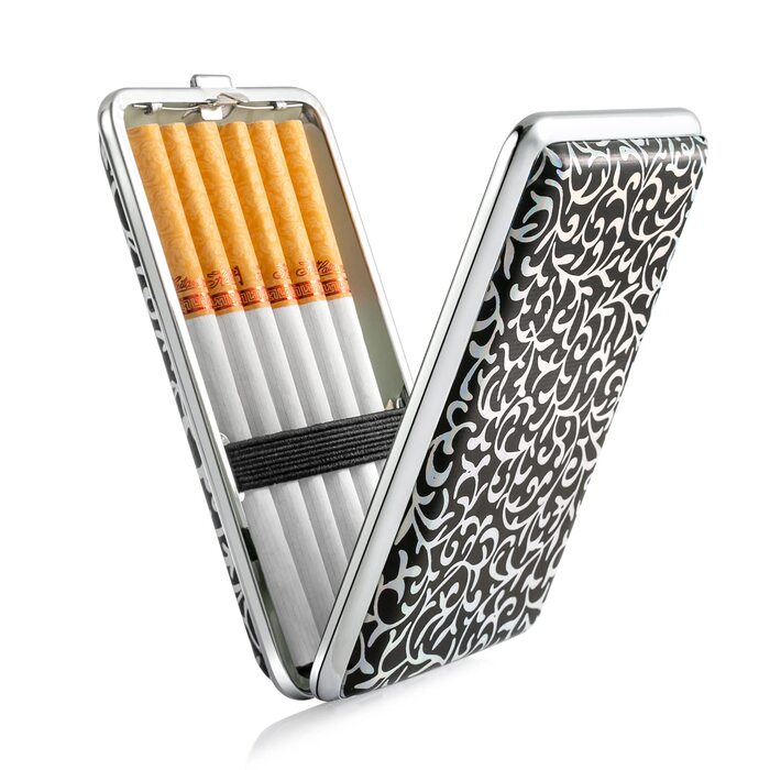 Чохол для сигарет з екошкіри, метал, червоний, для 12 сигарет, з гумкою, стильний, тонкий, для жінок/чоловіків