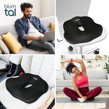Подушка для сидіння Blumtal: ергономічна подушка для офісного крісла, для автомобіля, від геморою, для куприту, з куприковою підтримкою, чорного кольору