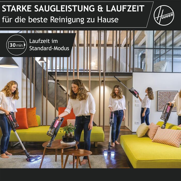 Бездротовий акумуляторний пилосос Hoover HF9 Home I 2 шт. акумулятори, до 240 м² та 60 хв роботи, потужний, бездротовий, без мішка, з LED-підсвічуванням та антизаплутувальною насадкою для будь-яких поверхонь