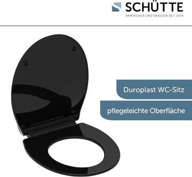 Сидіння для унітаза SCHÜTTE SLIM з мікроліфтом (м'яке закриття), матеріал Duroplast, зі швидким монтажем, витримує до 175 кг, чорне