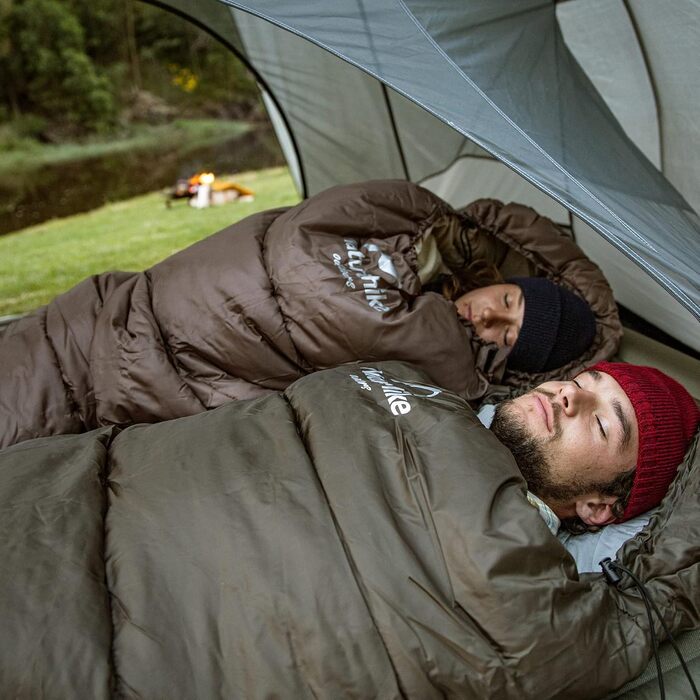 Naturehike Sleeping Bag with Hood - Camping Quilt Sleeping Bag - Lightweight & Comfortable - Ideal for Outdoor Adventures & Travel - Marine Blue/Green (7~11°C)