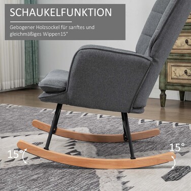 HOMCOM Rocking Chair up to 130 kg, Swivel Chair with Ottoman, Armchair, Quiet Chair, Linen-look Rocking Chair for Living Room & Bedroom