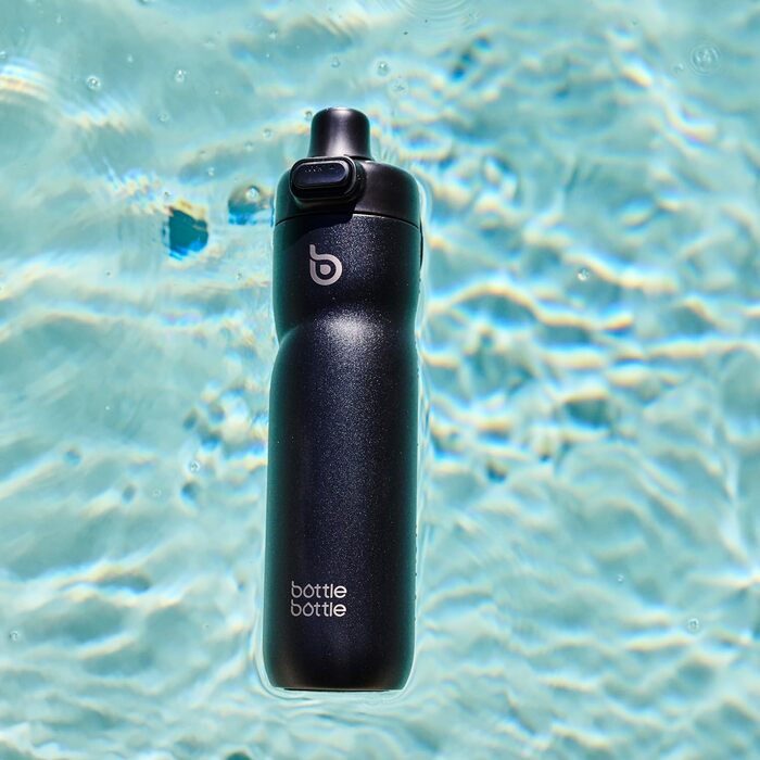 BOTTLE BOTTLE Insulated Water Bottle, 680 ml, with Handle and Flip-Top Lid, Bicycle Water Bottle, Push-Button Lid, Leak-Proof, Portable, for Travel, Sports, Riding, Green (Black)