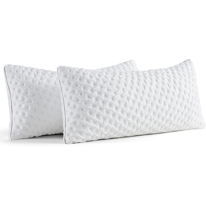 BedStory Memory Foam Pillow, Adjustable Height Pillow 40x80, Shredded Memory Foam Pillow, OEKO-TEX Certified Neck Support Pillow for Back and Side Sleepers, Washable Cover, 2 Pack 40x80