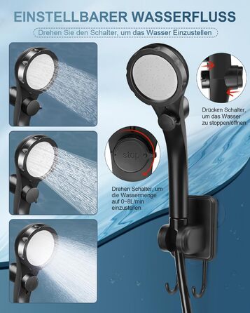 AUTOPkio Camping Shower with Pump, Upgraded Camping Shower 6000mAh Rechargeable Pump, Smart Digital Display for Camp, Outdoor, Pet, Emergency