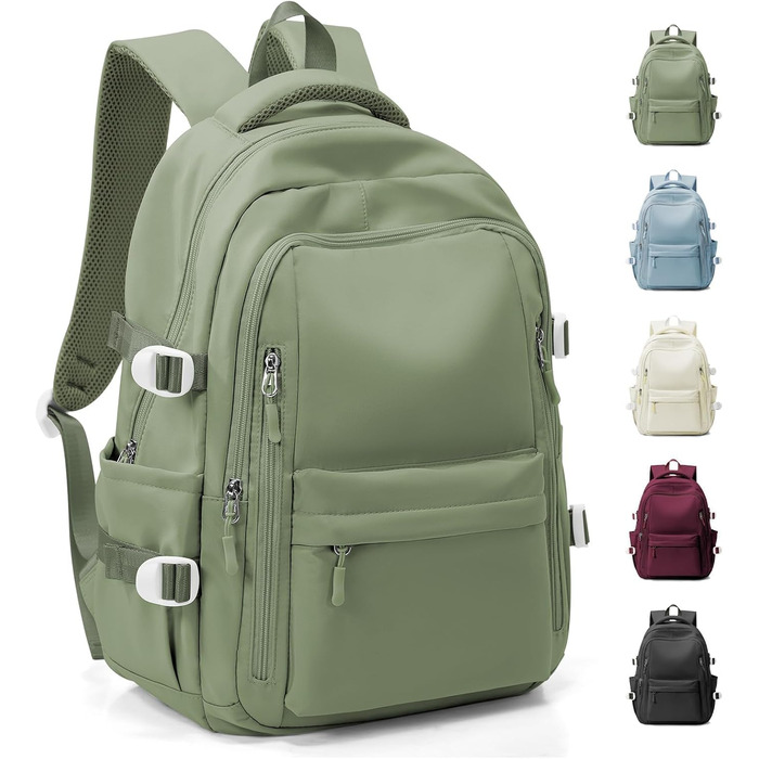 Шкільний рюкзак HYC00 для дівчаток та хлопчиків-підлітків, водонепроникний, для ноутбука 14 дюймів, зелений M4