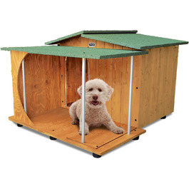 Будка для собак Legno Oasi (B - Пудель) з верандою, з масивного дерева, Made in Italy