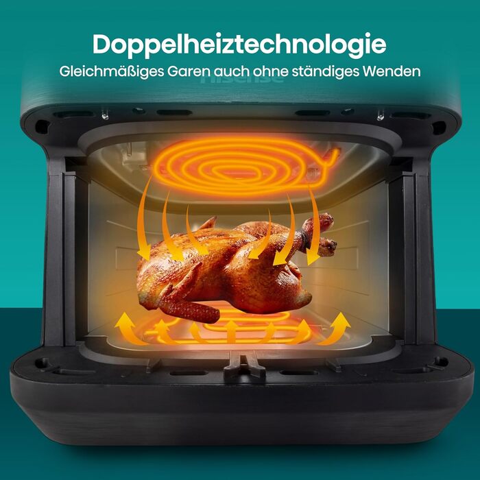 Фритюрниця без олії Hisense HAF2700DCD, 2700 Вт, 11 л, 8 програм, антипригарне покриття, дисплей, енергоефективна, SyncServe, чорна