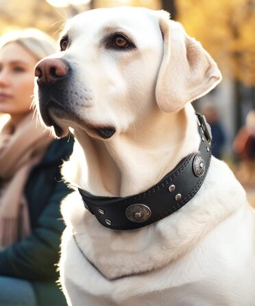 Нашийник для собак з натуральної шкіри, 5 см, ручної роботи, чорний, розмір S (38-49 см)