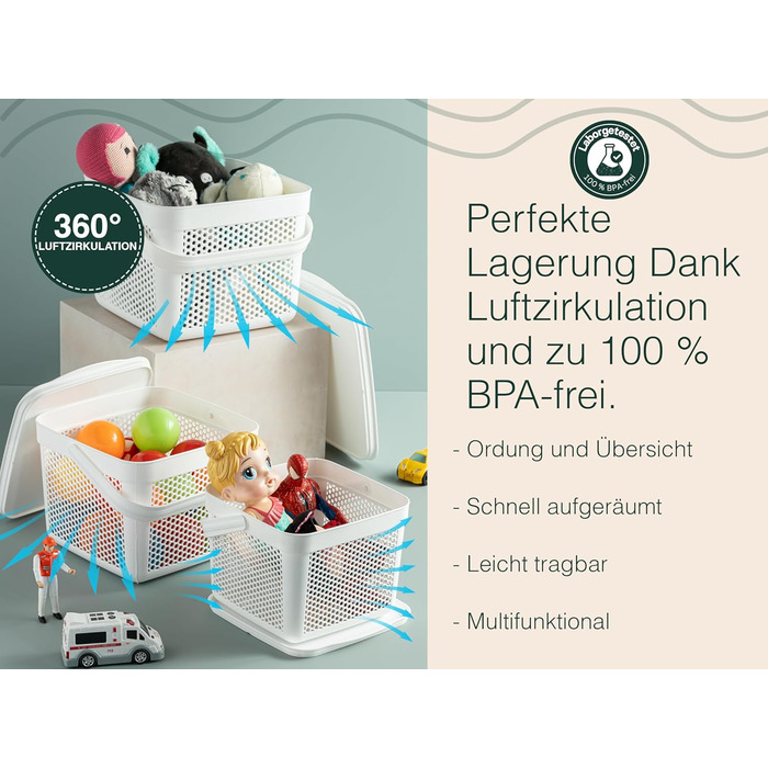 Універсальний кошик для зберігання з кришкою 8л x3, білий, для іграшок, білизни, ванної, кухні, органайзер, кошик для Великодня