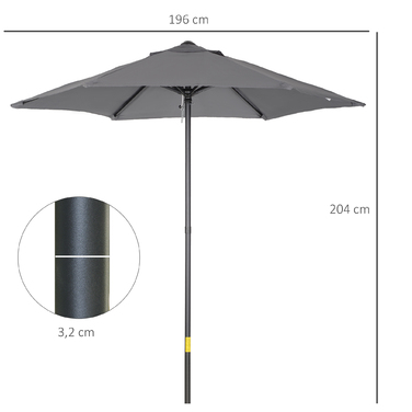 Outsunny Parasol Ø196 cm, Rotating Parasol with Tilt Function, Hexagonal Balcony Parasol Beach Parasol Windproof Stable Market Parasol Crank Parasol Sun Protection for Beach Balcony Garden, Dark Grey | Aosom