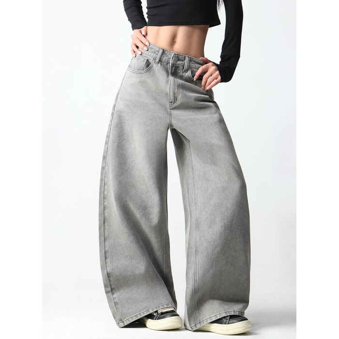 Джинси жіночі Damen Vintage Baggy, широкі, стиль Y2K 90-х, сірі (B25 Grau, XS)