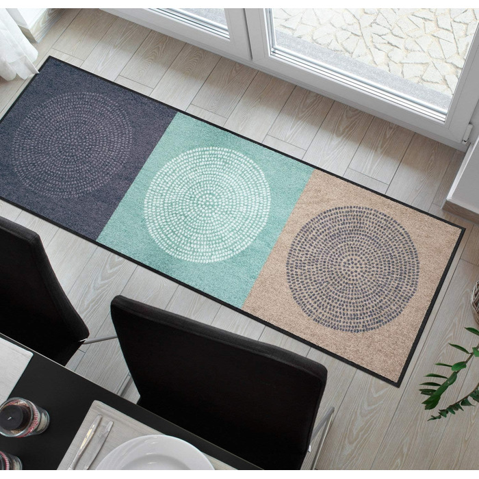 Килимок для входу Salonloewe Nestor 50x75 см, сіро-м'ятний, прямокутний, миючийся