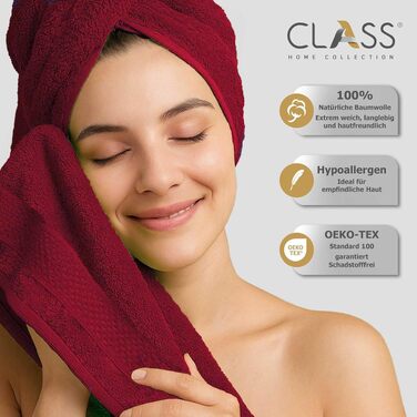 Набір махрових рушників для рук Class Home Collection, 100% бавовна, 50x100 см, 4 шт. — м'які та гігроскопічні, червоні