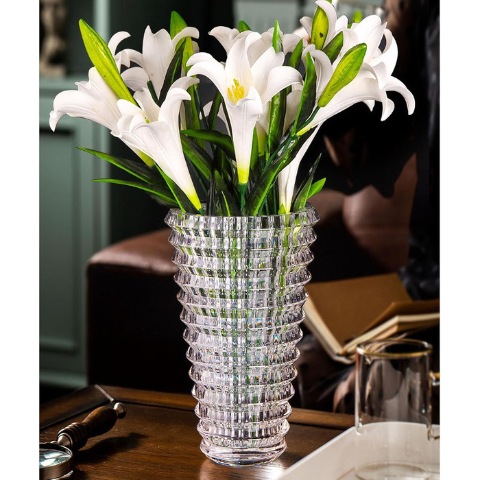 Ваза скляна 23см Kristallglas, циліндрична, прозора для квітів та декору, велика, для дому, подарунок