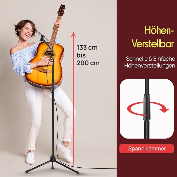 Мікрофонний стійка Pyle з регульованою висотою 85-153 см, універсальна, з міцною основою