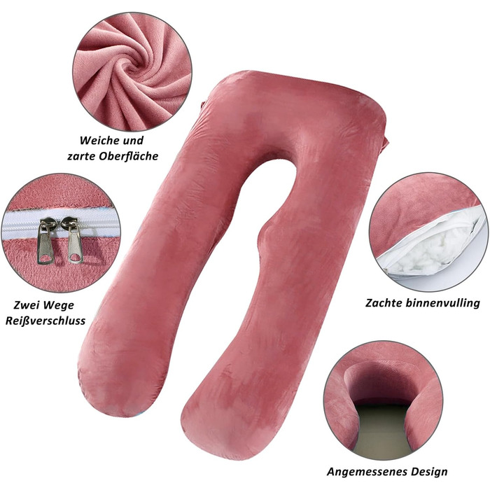 Подушка для вагітних Caliyo 2 шт. U-подібної форми, для сну на боці, з чохлом, велика подушка для годування, подушка для вагітності та комфортна подушка для дорослих (Сірий, Кристал-велюр) U-подібний двочастинний комплект