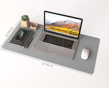 RENMTURE Килимок для миші з натуральної корку та PU-шкіри, 80 x 40 см, сірий - захист столу, антислизький, вологостійкий
