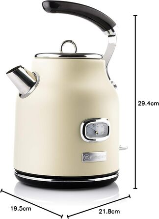 Електричний чайник Westinghouse Retro з регулюванням температури, індикатором рівня води, фільтром від накипу та захистом від перегріву, 1.7 л, білий