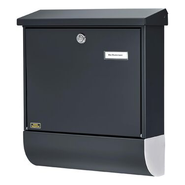 Поштова скринька Burg Wächter Vario ANT з газетницею та табличкою для імені, оцинкована сталь, формат DIN C4, антрацит (RAL 7016), комплект з 2 ключами