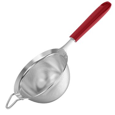 Дрібне сито U-Taste з нержавіючої сталі 18/8, 12 см (чорне) – кухонне сито для борошна, чаю, рису, кіноа з силіконовою ручкою