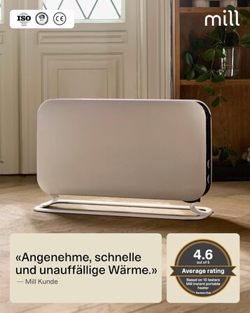 Електричний конвекторний обігрівач Mill MEC 2000W – 24-28 м², з термостатом, тихий, для дому