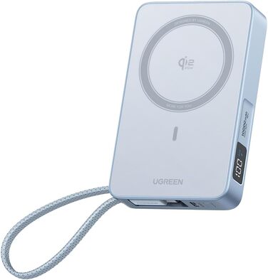 Power Bank UGREEN MagFlow 10000mAh 25W з MagSafe, PD30W USB-C, інтегрований кабель, LED-дисплей, для iPhone 17 Pro/Max