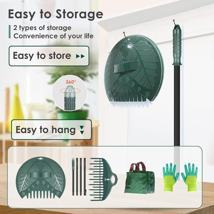 ORIENTOOLS Gardening Tools Set, Gardening Work Set with Garden Rake 160cm, Leaf Rake, Gloves, Garden Waste Bag, Gifts for Garden Lovers