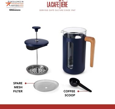 Френч-прес La Cafetière Pisa 1 л, боросилікатне скло, нержавіюча сталь, для меленої кави та чаю, синій