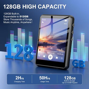 MP3-плеєр SWOFY 128GB Bluetooth 5.3, 2.4