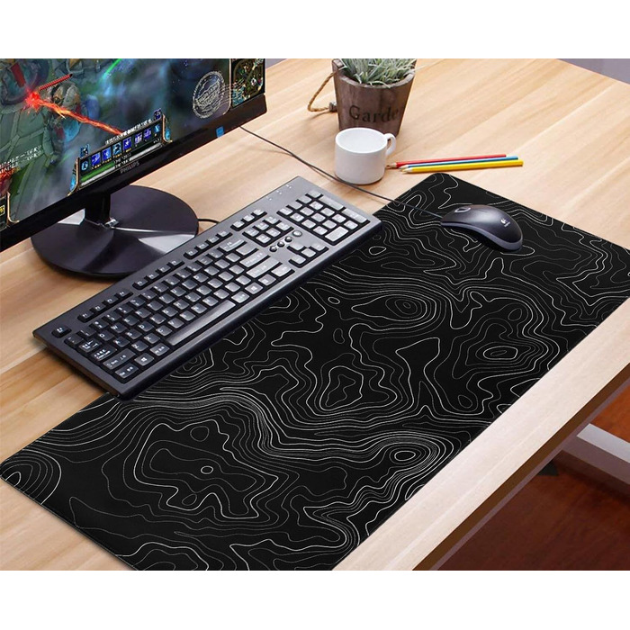 Ігровий килимок для миші Niviy Gaming Mousepad XXL 800x350мм, білий з топографічним принтом