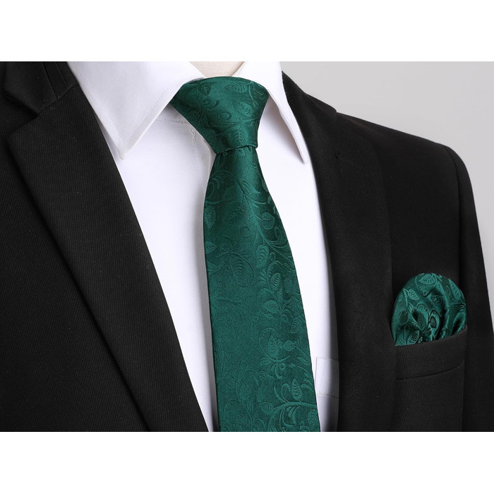 Краватка чоловіча Enlision для весілля, комплект з краваткою, нагрудною хусткою та краватками-манжетами, шовкова, паваротті, однотонна, різні кольори (F2 Зелений 2)