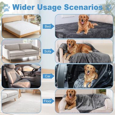 Водонепроникний плед для собак 100x120 см, миючий, з фланцевої тканини, для диванів та ліжок, з неслизьким покриттям, теплий, м'який, захист від протікань, захист меблів для собак та котів (M 100x120 см)