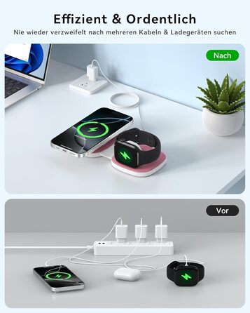 Зарядна станція 2-в-1 для Apple Watch та iPhone MagSafe (Рожева) з мережею 20W