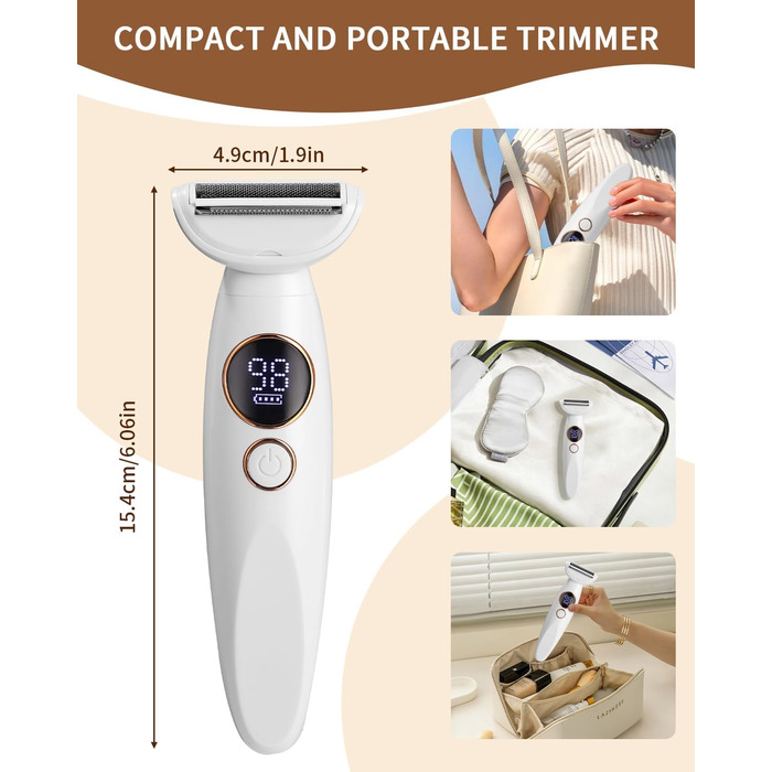 Електричний епілятор та гоління для жінок 5-в-1: тіло, зона бікіні, вусики, брови, ніс. USB-зарядка.