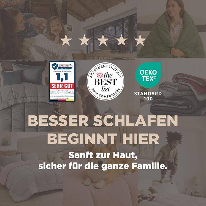 Ковдра BEDSURE 135x200 см, 300 GSM, 4 сезони, двостороння сіра/світло-сіра, для алергіків