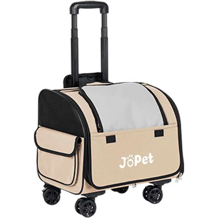 Сумка-переноска для тварин на колесах, рюкзак для собак та котів, маленька переноска для собак, переноска для котів, знімні колеса, сумка для подорожей, візок для тварин, м'яка переноска на колесах (Latte White)