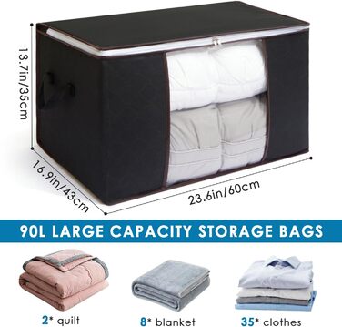 Органайзери для зберігання AIOR, 4 шт., 90 л, для постільної білизни, одягу, ковдр, подушок, 60x40x35 см