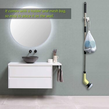 Electric Cleaning Brush, FARI Shower Cleaning Brush with 8 Interchangeable Drill Brush Heads, Cordless Scrubber with Adjustable Handle, Bathroom and Shower Cleaner (Yellow)