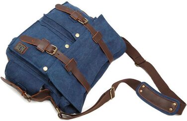 Вінтажна чоловіча сумка через плече з шкіри та канвасу Sechunk, для ноутбука 15'' (13'', блакитна)
