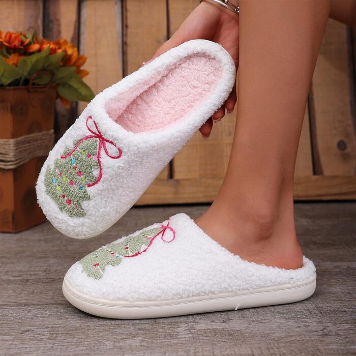 Теплі плюшеві тапочки-звірята Bolukets для дому та вулиці (з малюнком ялинки), 35/36 EU