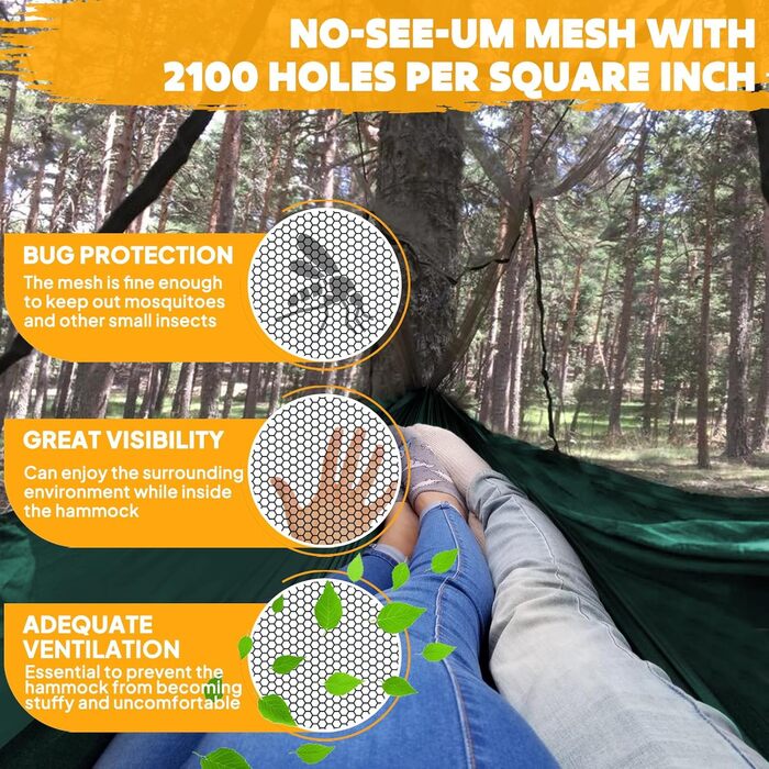 Гамак-москітна сітка NATUREFUN, 300 кг, армійний зелений, 300x200 см