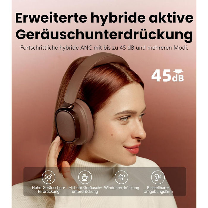 Навушники бездротові Edifier ES850NB з шумозаглушенням, Hi-Res Audio, Bluetooth 5.4, коричневі